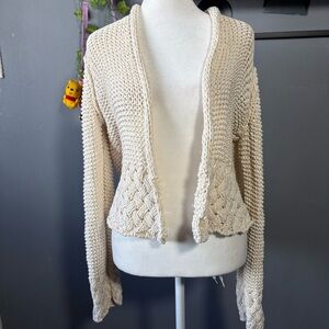 Anthropologie Cream Open-Front Cardigan